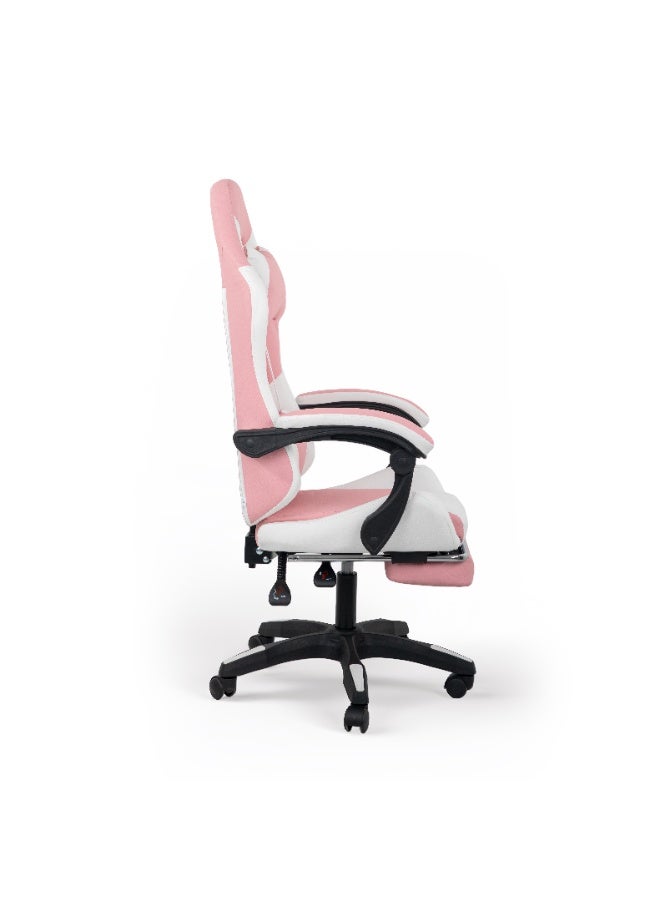 Multi Home Furniture White and Pink Gaming Chair with PVC Leather Ergonomic Chair with Footrest, Reclining Backrest, Lumbar Support, Back Support - Adjustable Height Gaming Chair for Office & Study - Image 3